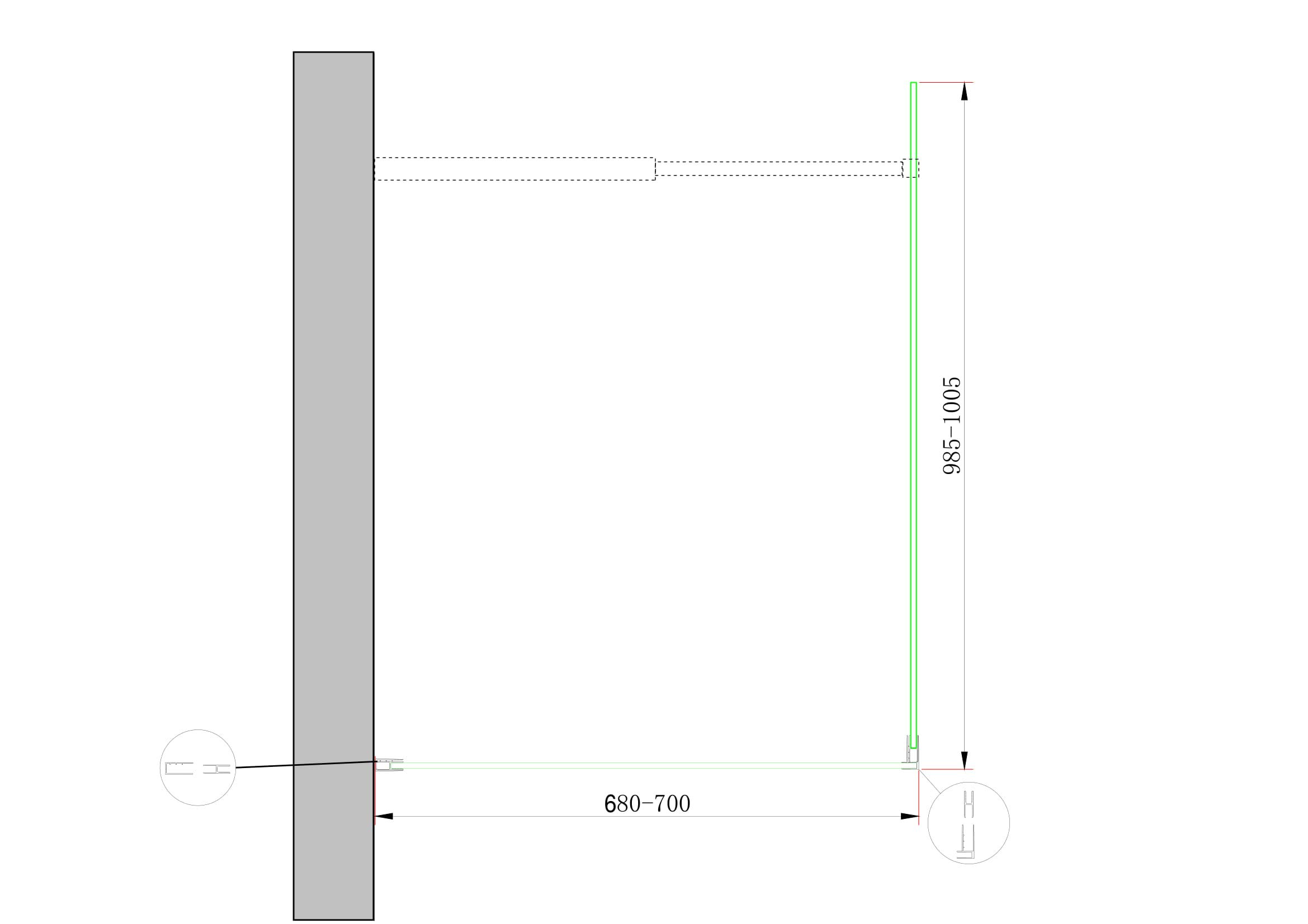 Parete doccia Walk-in Angolare Doppio Vetro 8 mm Reversibile (68-70 x 98,5-100,5 H 200 cm)