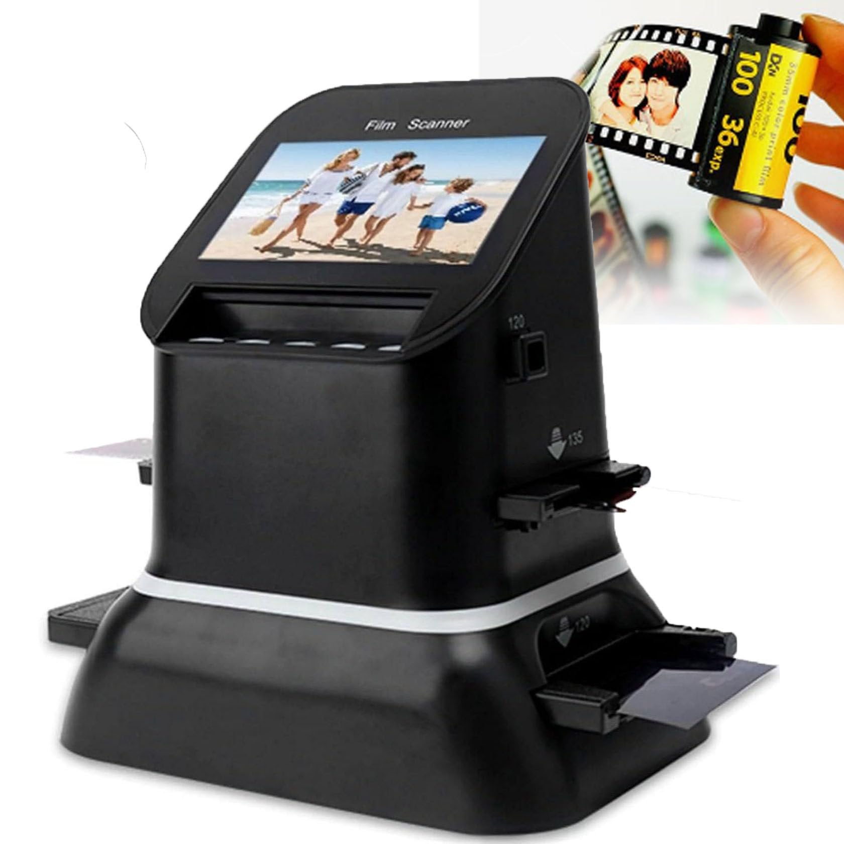 Film Slide Scanner, High Resolution Film Scanner 22 Mega Pixels Slide Negative Photo Scanne, Built-In 128mb Memory, With 4.3" Lcd Screen, Supports Image Preview, Playback, And Editing Functions-image-33