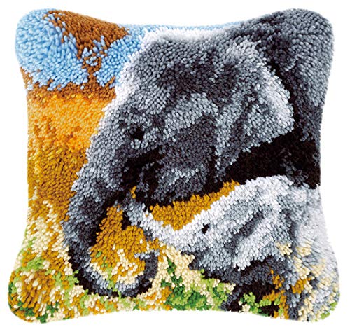 Knüpfteppich Zum Selber Knüpf-Sets mit Kissen knüpfen-Set 43x43cm Kissenbezug-Set für Erwachsene und Kinder Latch Hook Kit Heimaccessoire, Wandkunst Cover