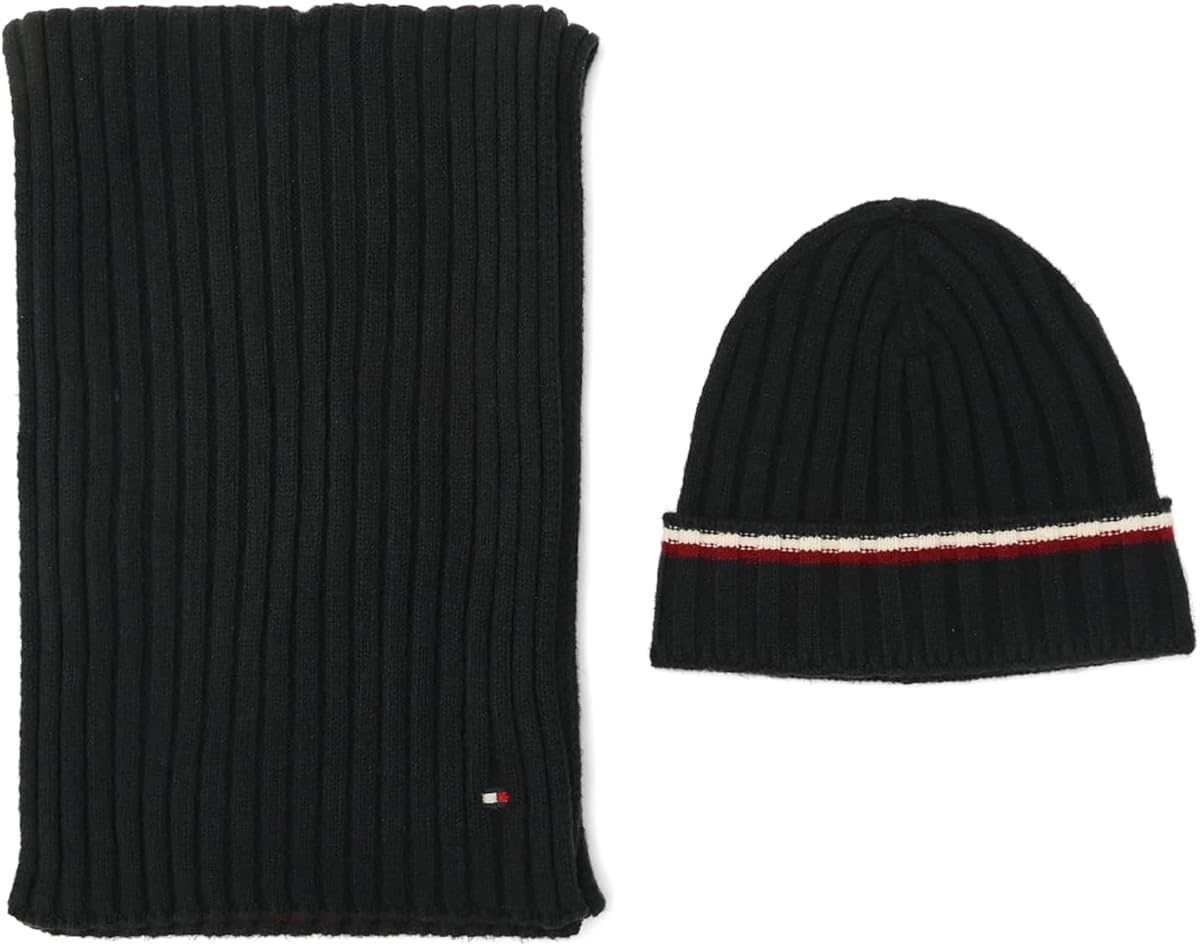 Men's Wide Rib Global Stripe Hat & Scarf