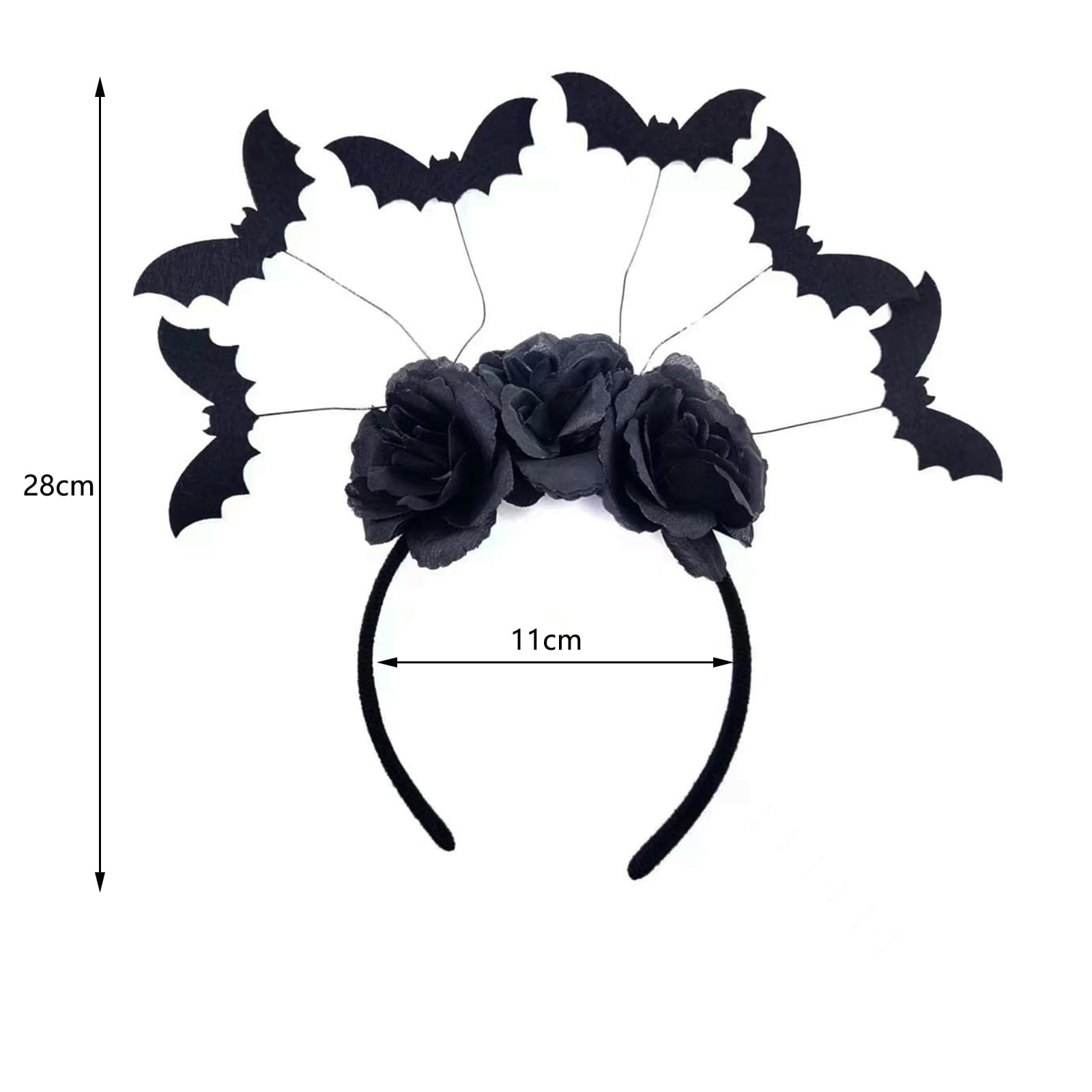 SUNTRADE Woman Halloween Black Bat Headband,Day of the Dead Headband for Cosplay Party Costume Accessories - Image 3