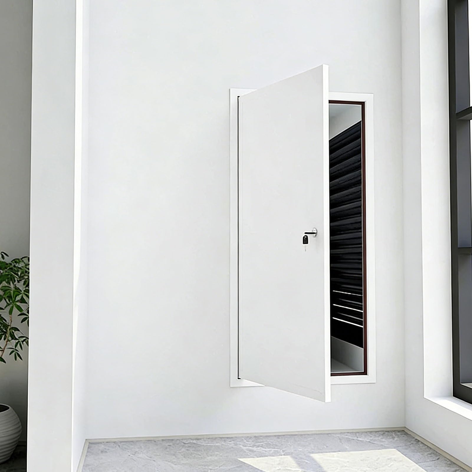 Sxbhdm One Color White Metal Access Panel With Lock & Keys - Wall Inspection Hatch, 24X24'' 32X32'' Access Doors For Plasterboard Plumbing Pipes Fuse Box Cover Cabinet(20X28in/51X71cm)