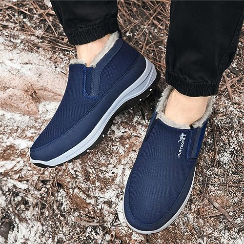 FAIRSOMA Men'S CNA Trop Winter Slip-On Warm Ankle Chukka Boots With Arch Support,Outdoor Waterproof Anti-Slip Fur Lined High Top Leather Snow Loafers Comfortable Hiking Walking Shoes4