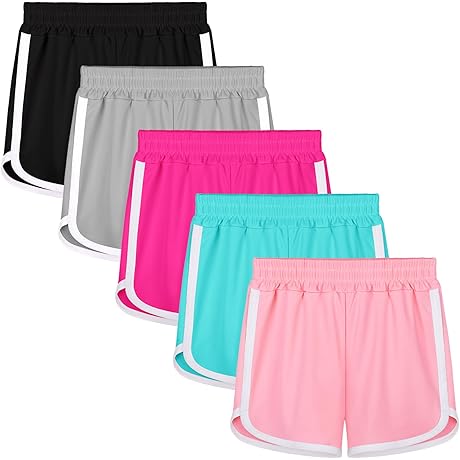 Resinta 5 Packs Toddler Girls Running Shorts, Active Athletic Gym Shorts