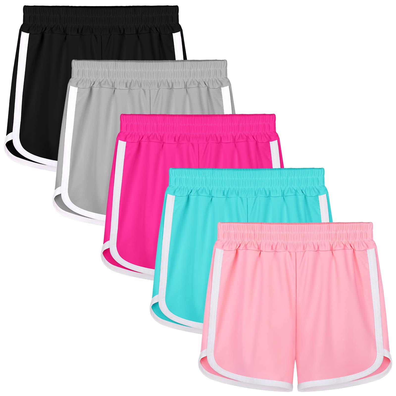 Resinta5 Packs Girls Athletic Shorts Toddler Soccer Sports Shorts Kids Quick Dry Gym Running ShortGlobal Recycled StandardGlobal Recycled StandardGlobal Recycled Standard