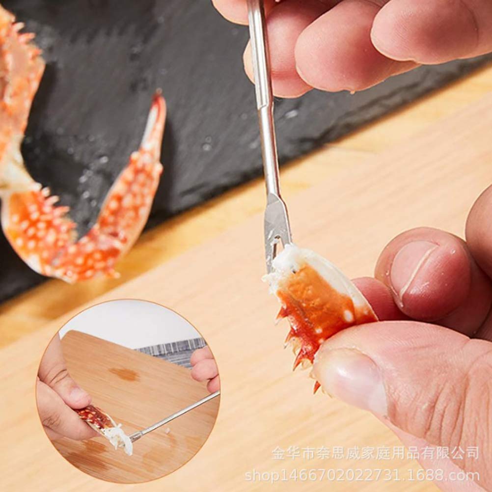 Wakects 9 Utensili per Frutti di Mare, Set di Forchette per Sgusciare Granchio con Manico Ergonomico per Feste in, Ristorante, Apri Gambe per Crostacei in Acciaio Inossidabile (Argento m)
