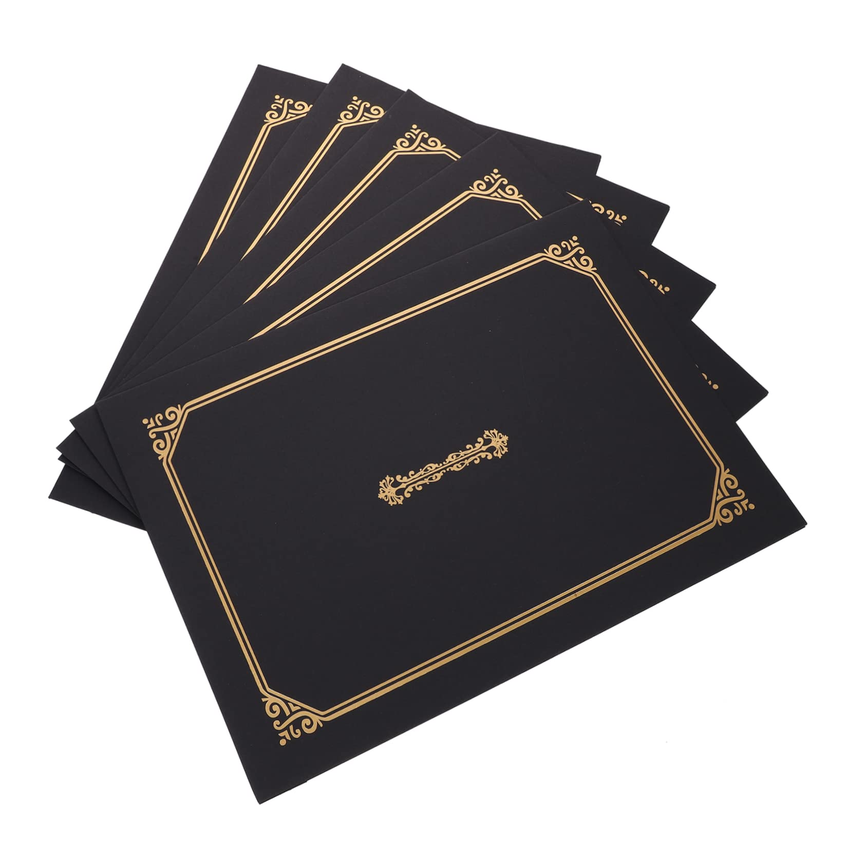 5 Pièces Couverture De Certificat D'honneur Le Diplôme Couvre La Bordure En Feuille Dor Certificat D'achèvement Armature En Métal Cadres Noirs Bronzage Papier A4 Accessoires