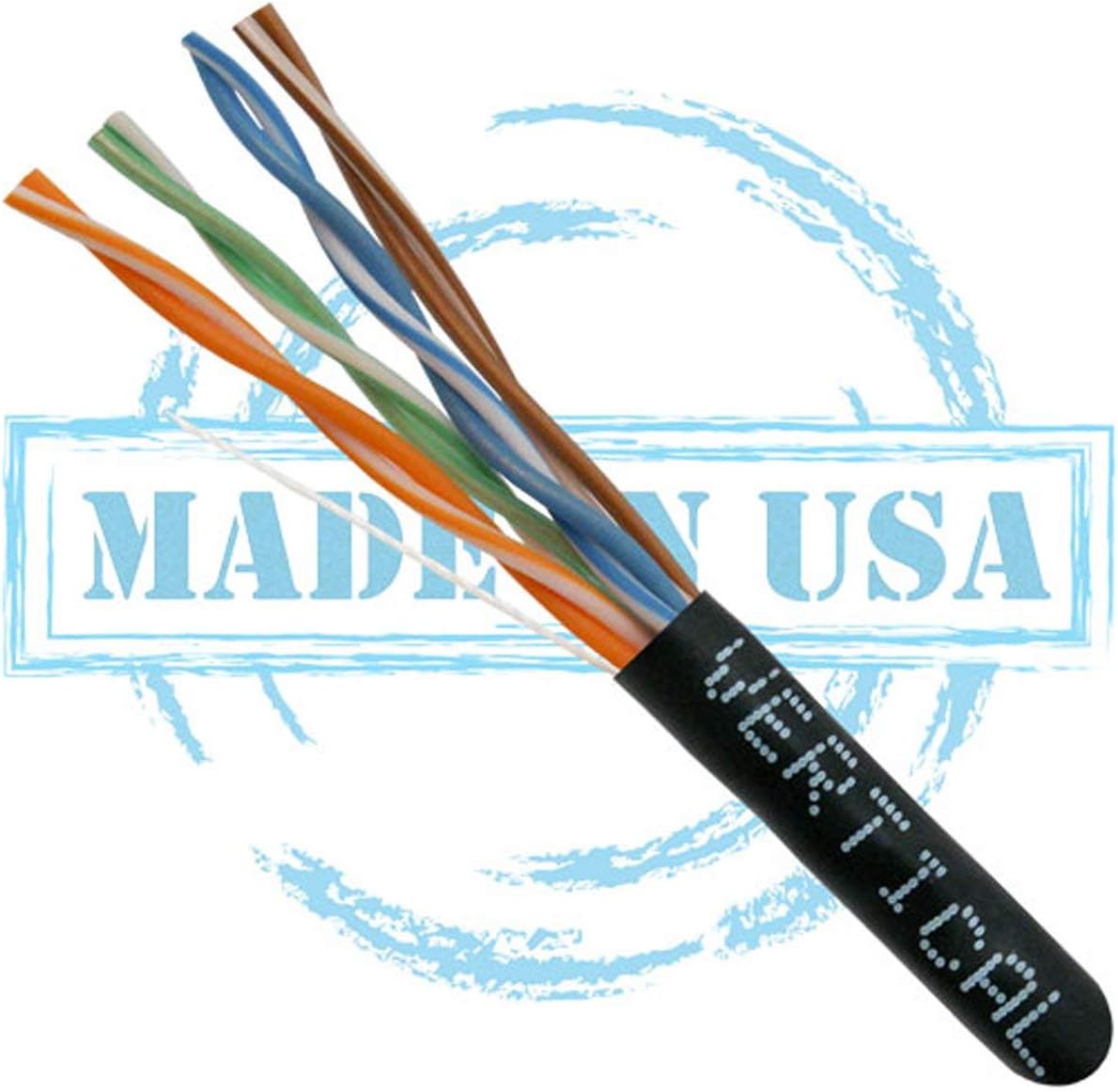 Vertical Cable CAT6, 550 MHz, UTP, 23AWG, 8C Solid Bare Copper, Plenum, 1000ft, Bulk Ethernet Cable - Made in USA, Black