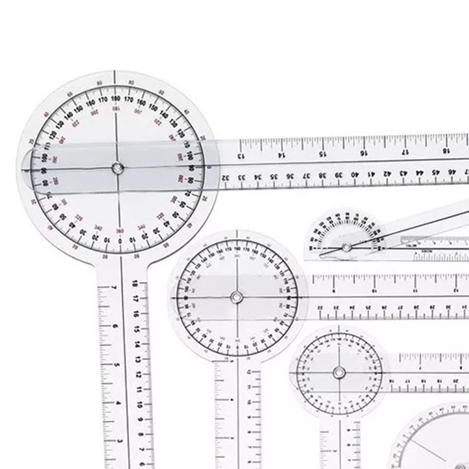 Set Goniometro Medico, 6 Pezzi, Righello Angolare in PVC, Include Goniometri 360° e 180°, Righello per Dita e Ossa, per Misurazioni Ortopediche