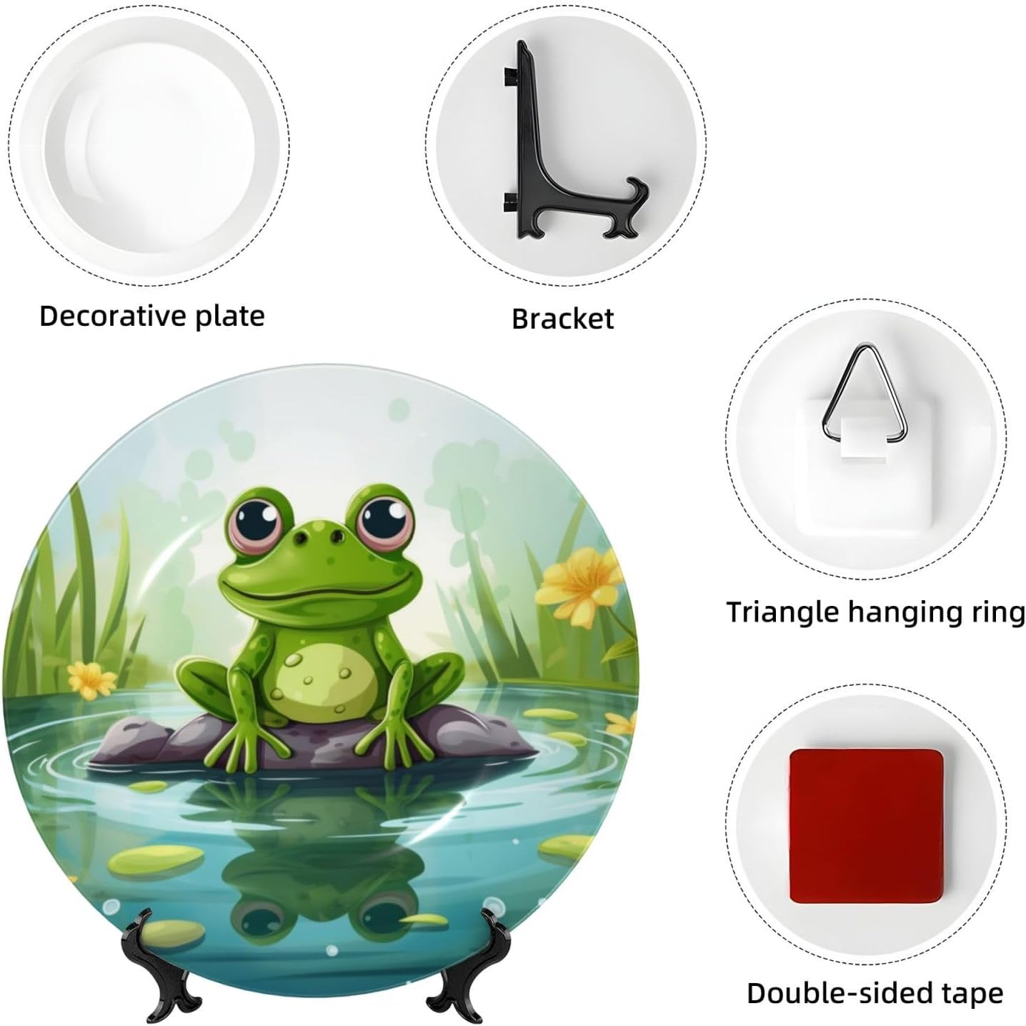 Bone China Decorative Plates with Display Stand Ceramic Hanging Plate 6in image 4