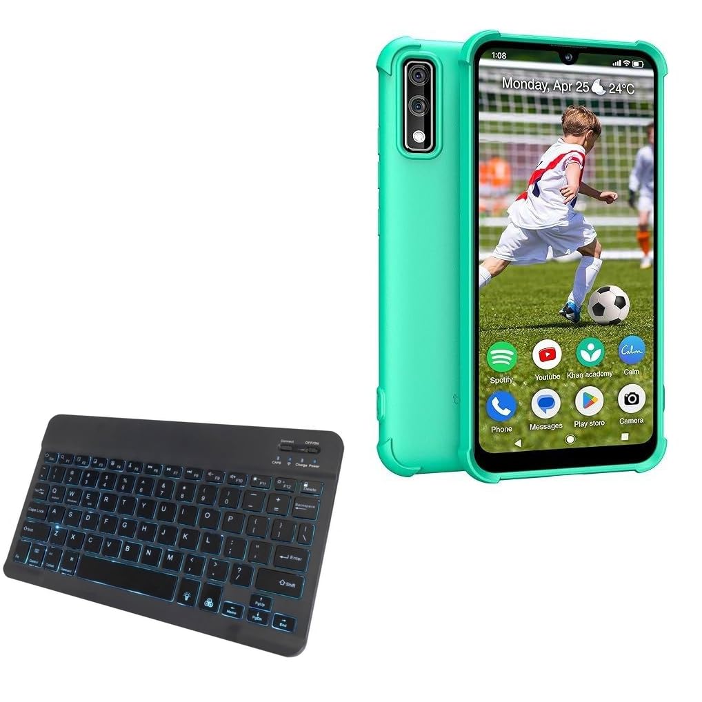 BoxWave Keyboard Compatible with Teracube TC-Thrive-BL (6.1 in) - SlimKeys Bluetooth Keyboard - with Backlight, Portable Slim LED 7 Colors - Jet Black