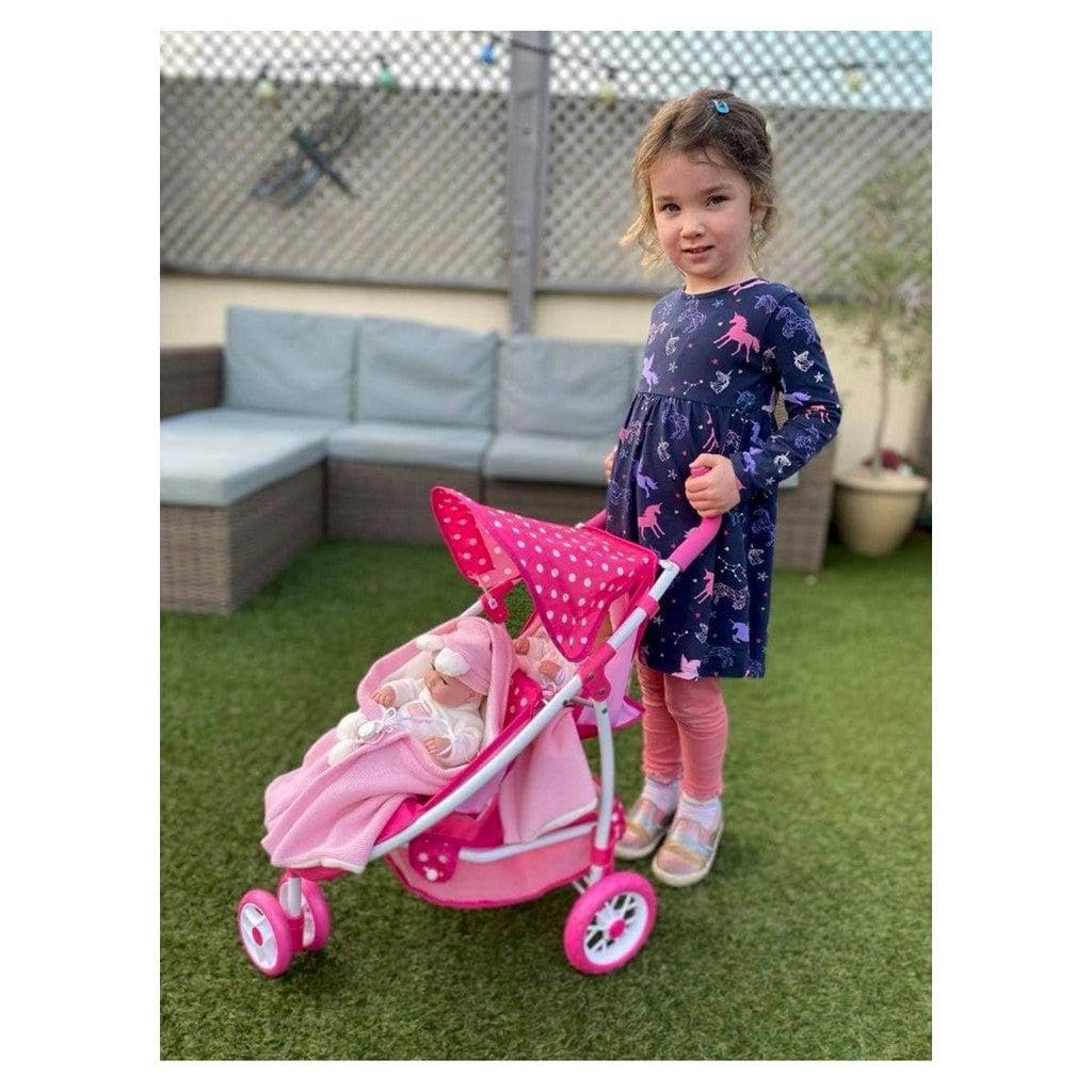 Roma Dotty Tandem Poussette Double pour poupées Rose à Pois