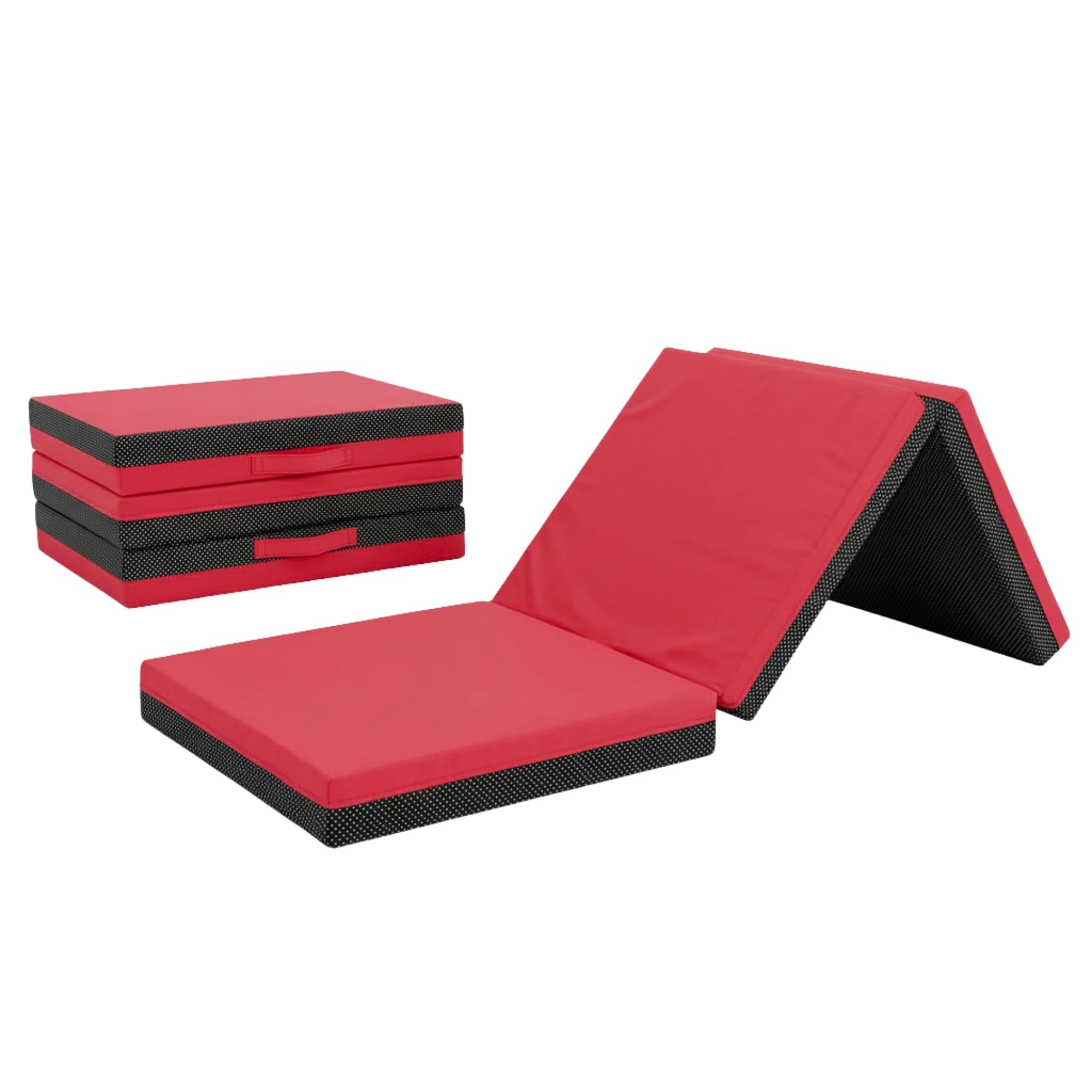 Non Slip Gymnastics Bi Fold Exercise Soft Play Floor Mat For Yoga Aerobics Landing Crashing Training Safe Space for kids (Red, 150cm x 50cm x 5cm)