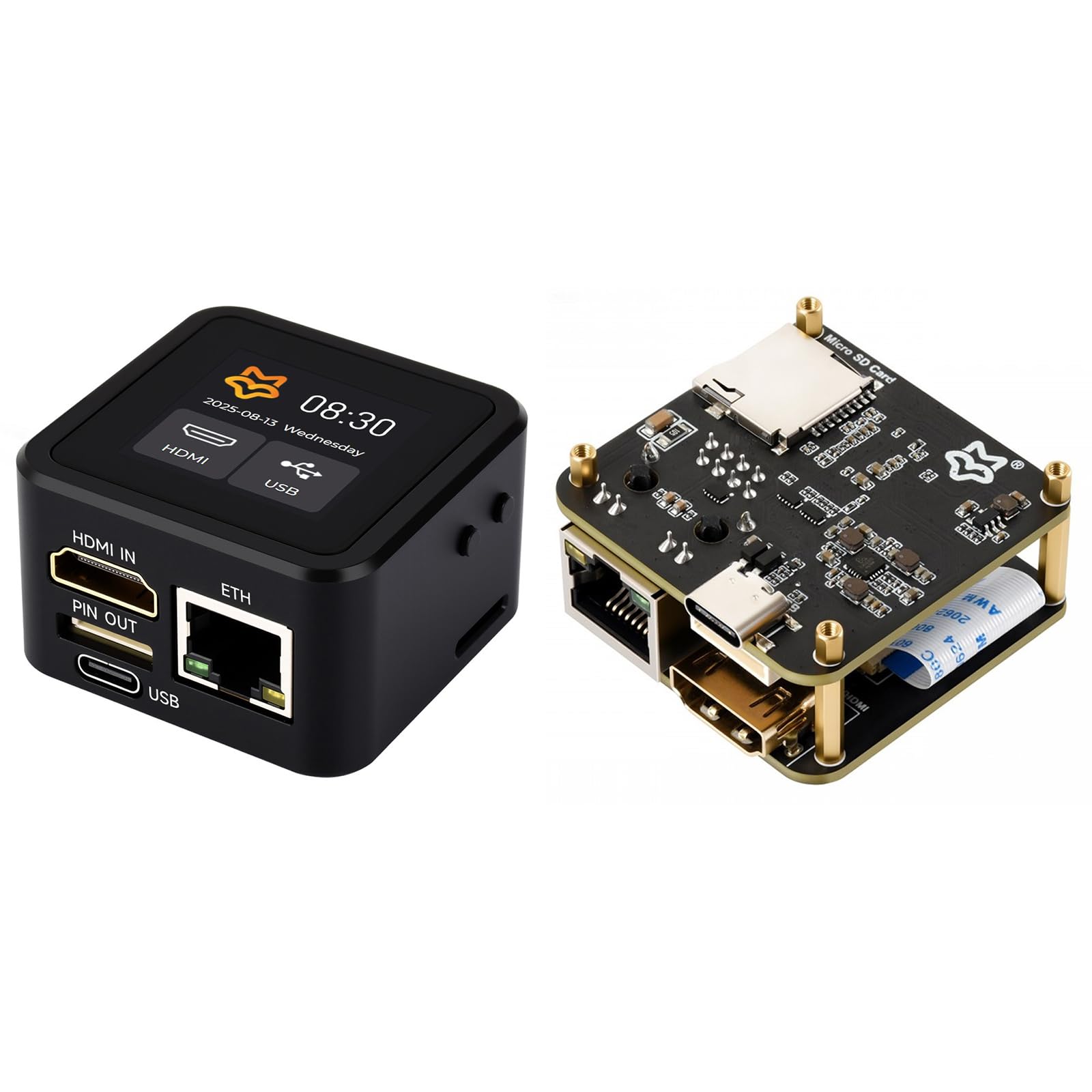 Luckfox PicoKVM Lightweight IP KVM Remote Management Tool, Supports 1920 × 1080@60fps HDMI Video Input and HID Signal Output for Device Control (1 piece,Full Kit)