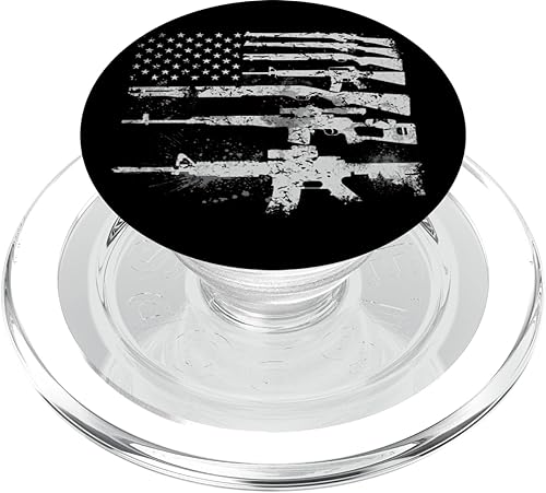 Pistola de bandera de Estados Unidos, rifles de armas 2A, enmienda 2A, regalo del día del padre, PopSockets PopGrip agarre intercambiable para