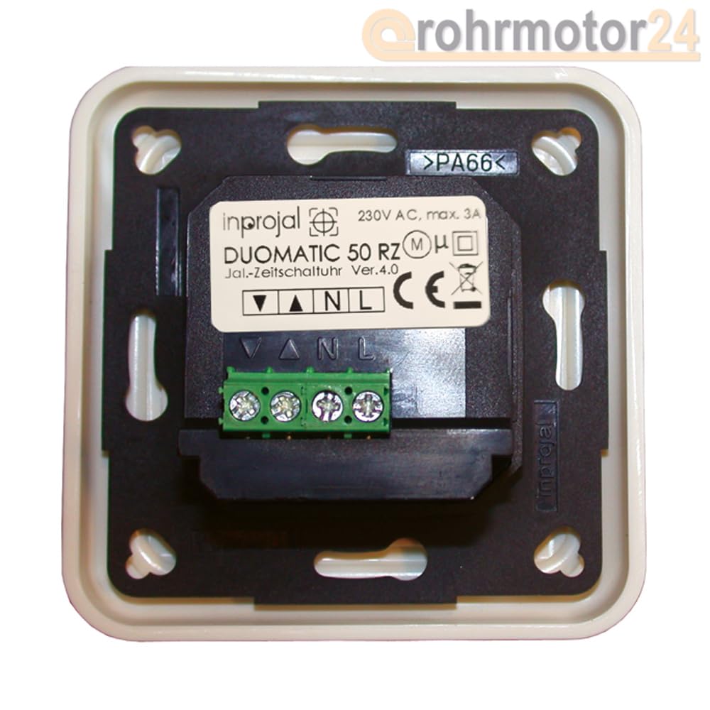 Duomatic 50 RZ Rolladensteuerung Zeitschaltuhr UP 7082/50RZ Jalousieschalter incl. Jung Zwischenrahmen (Jung AS500/AS univ./A500)