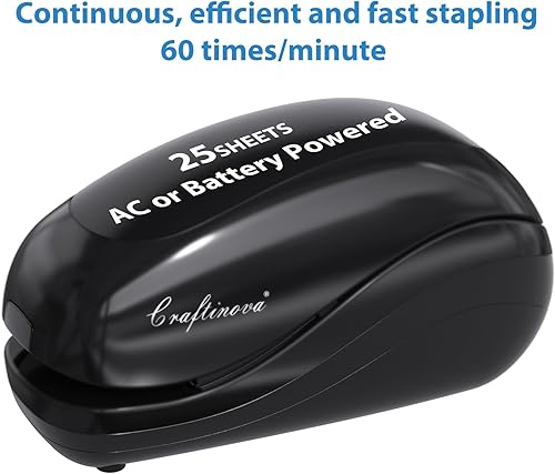 Vista 5 de Grapadora eléctrica, incluye 2000 grapas y 1 removedor de grapas, adecuada para el tamaño de la palma y alta comodidad, capacidad de 25 hojas, Negro