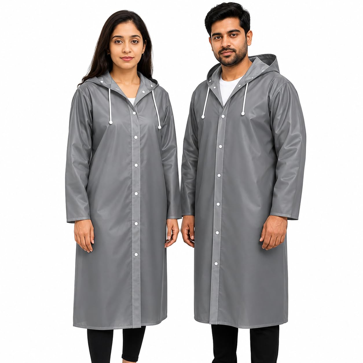 EVA Waterproof Unisex Rain Coat Hooded Full Sleeves Outdoor Men, Women, Boys & Girls Rainwear Poncho Raincoat for Camping, Hiking & Travelling (Universal Size,1 Pc Grey)-image-36