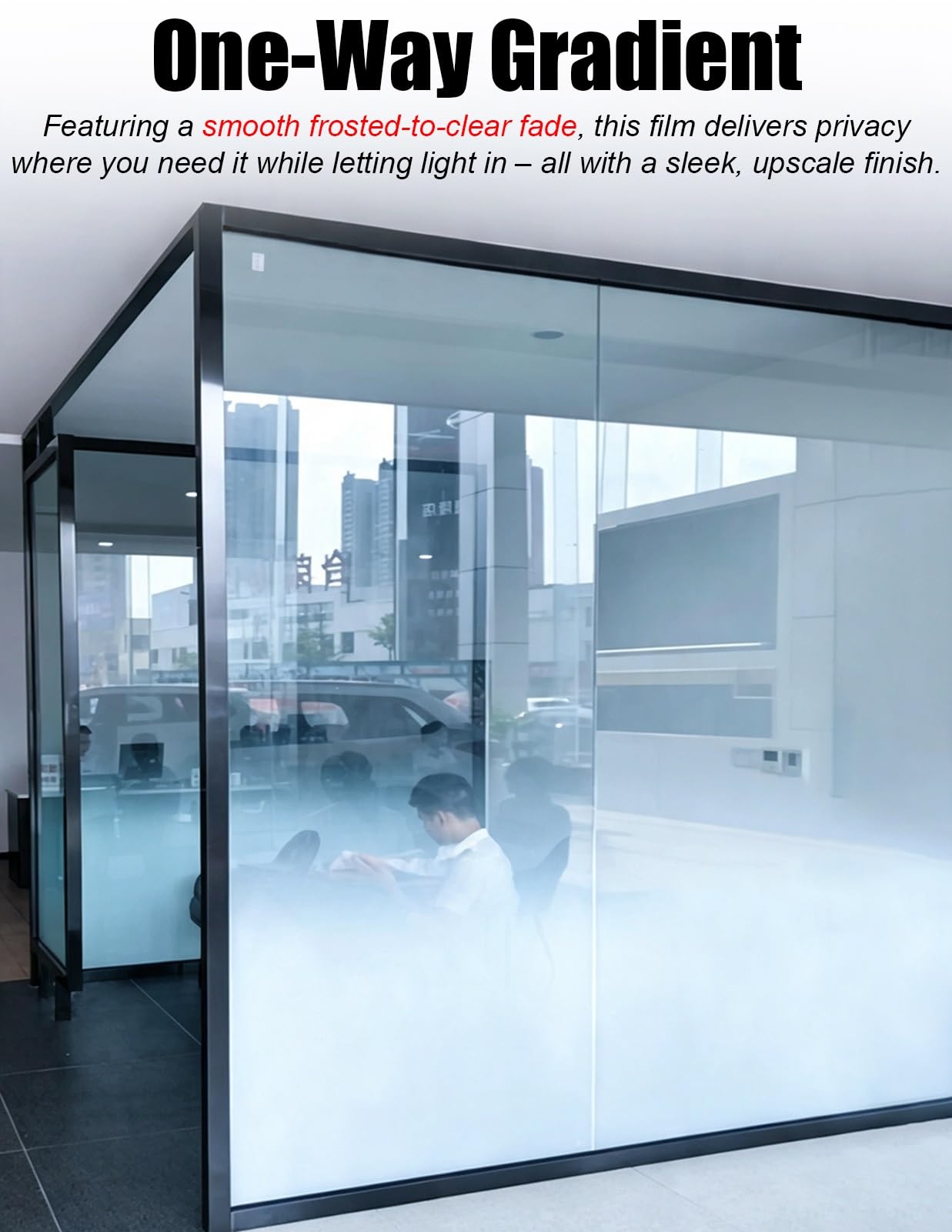 Vinilo Ventana Privacidad Lámina Adhesiva Esmerilada para Ventanas | Unidireccional Adhesivo de Privacidad con Degradado para Oficinas, Lámina Adhesiva Removible para Vidrio, 152 cm de Alto