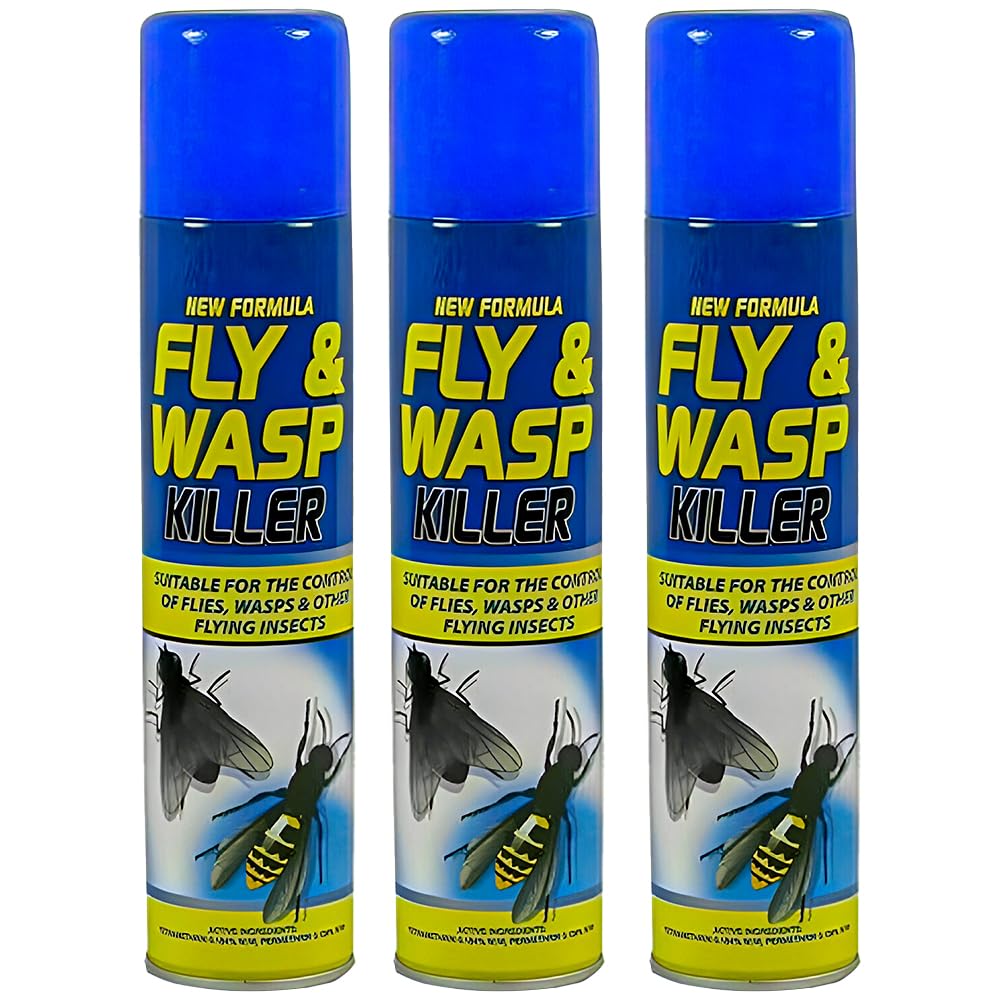 fly and wasp killer spray 300ml (3 Pack) – Fast Acting Flying Insect Killer for Flies, Wasps, Mosquitoes & Midges – Indoor & Outdoor Use