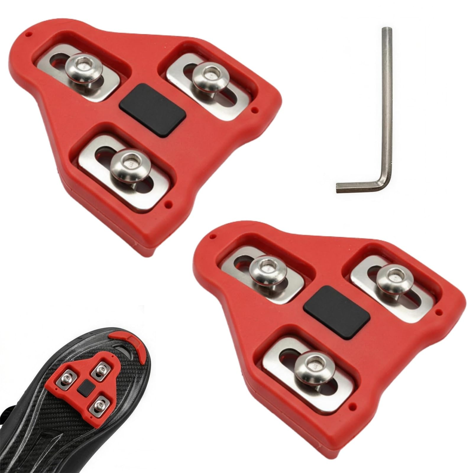 Bike Cleats Anti-Slip TPU Bicycle Cleat Set for Look Delta Pedals, 9° Float