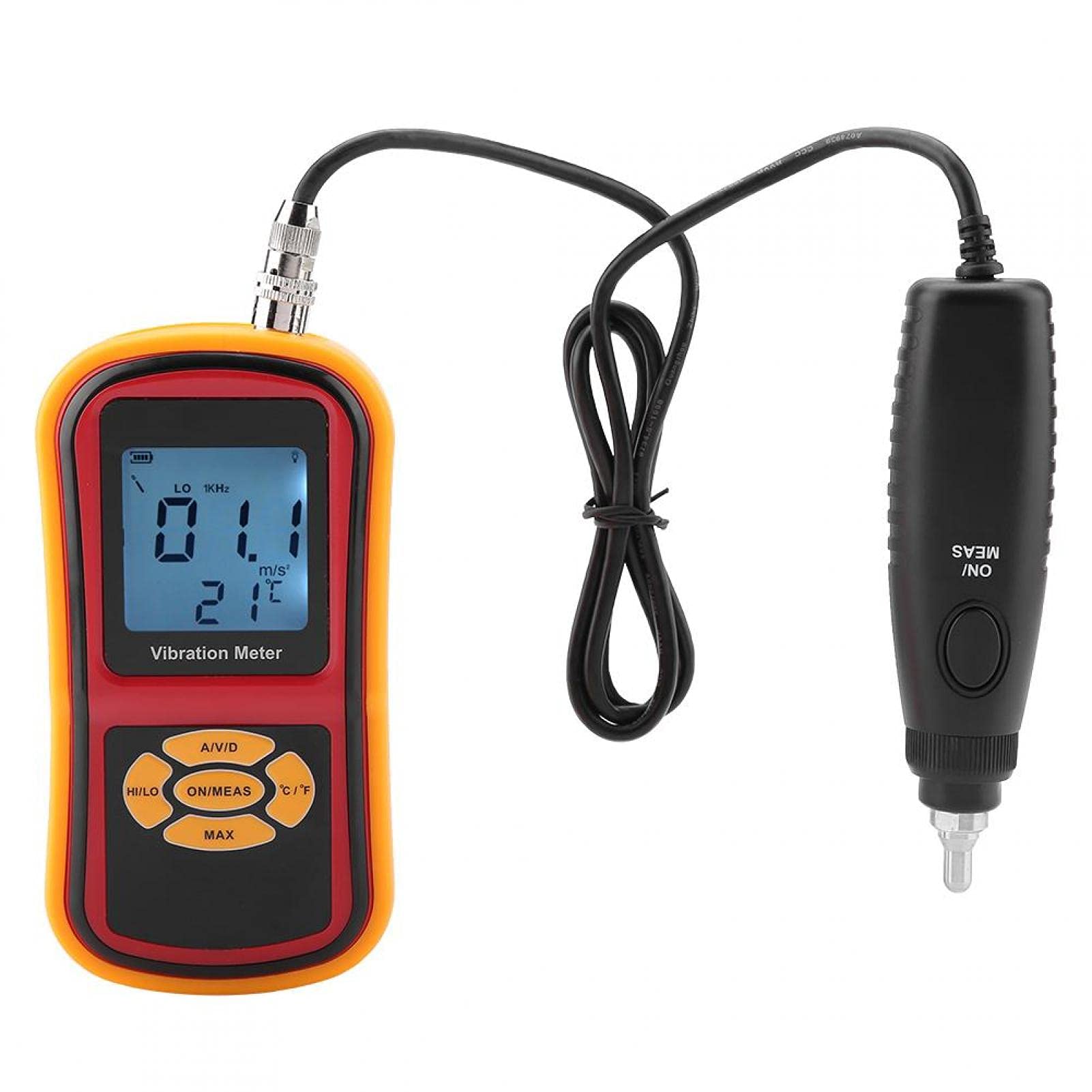 Vibrationsmesser, LCD-Display Digitaler GM63B Vibrationsmesser mit drei Sonden 0-40℃ für mechanische Uhren, Motoren, Lüfter und Lager
