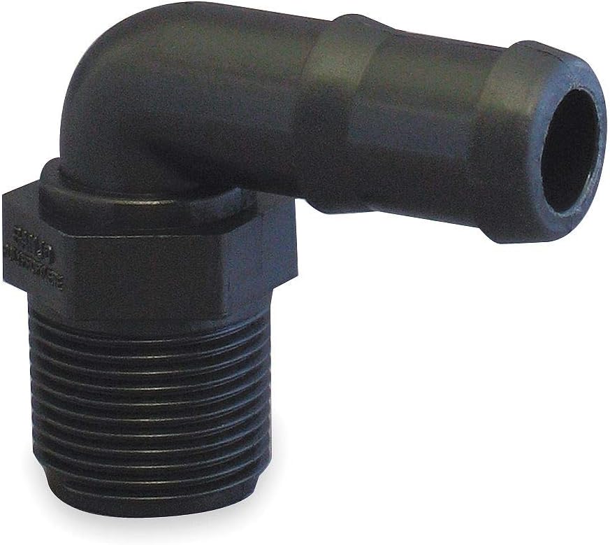 Banjo Barbed x MNPT Elbow, 90(Deg), Polypropylene, 3 Barb Size, Black - HB300-90 Pack of 1