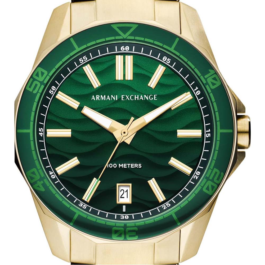 Armani Exchange Relojes para Hombre, Movimiento Fecha trifunción de Cuarzo y Caja de 44 mm con Correa de Acero o Silicona