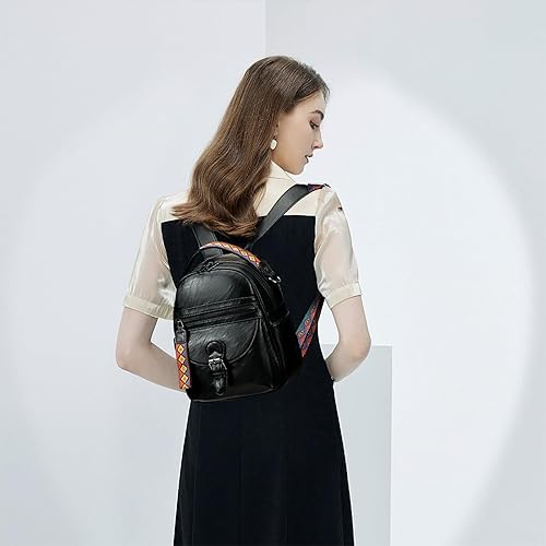 Miniatura 6 de KL928 Mochila pequeña para mujer, mochila de hombro a la moda, Negro -, Mochilas Daypack