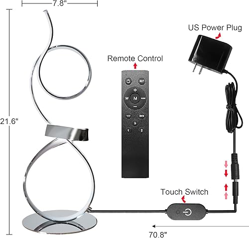Miniatura 9 de 21 pulgadas 1800LM 20W moderno 3 colores táctil dimmer LED lámparas de mesa, lámparas de noche, luz de escritorio para sala de estar hogar (blanco)