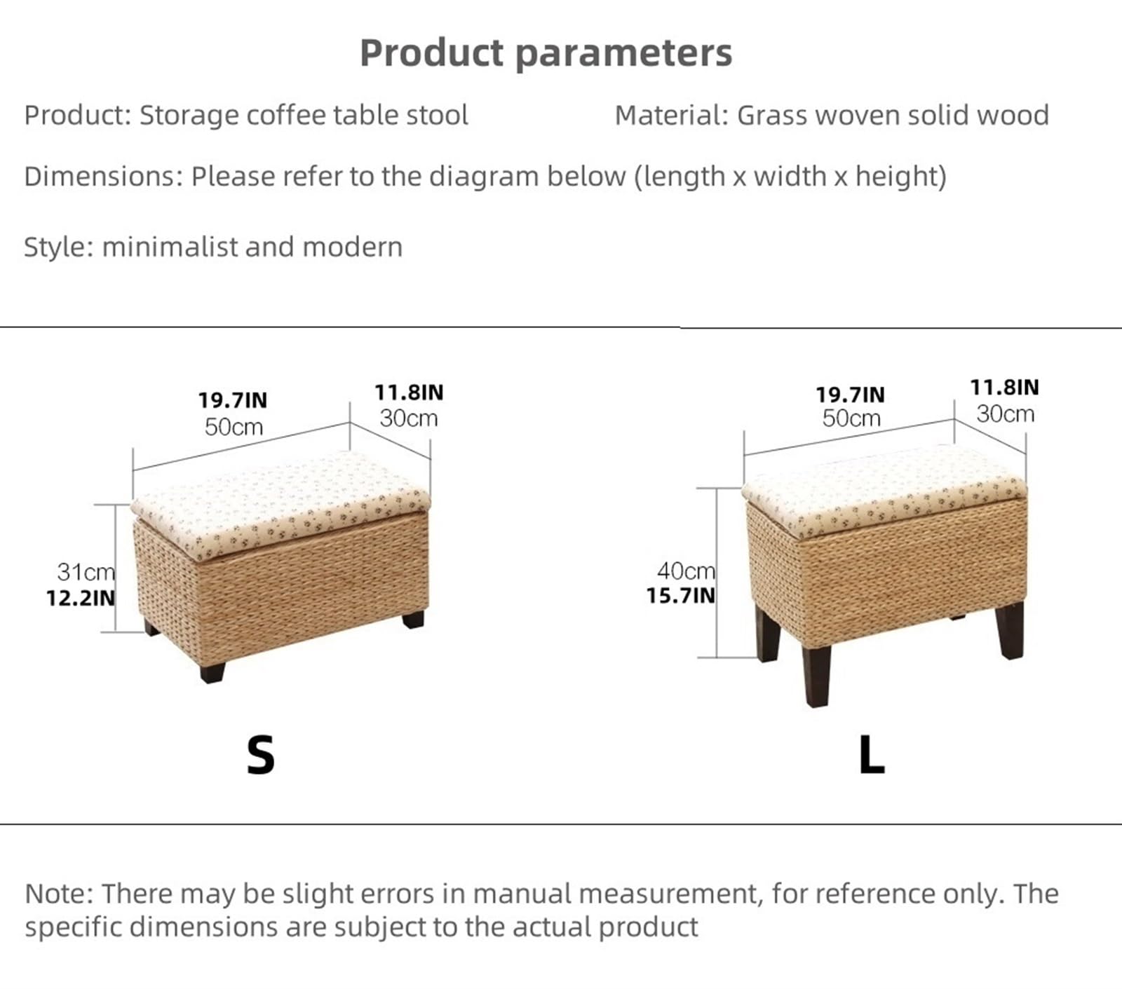 Amazon.com: Generic Natural Rattan Storage Ottoman, Country Style