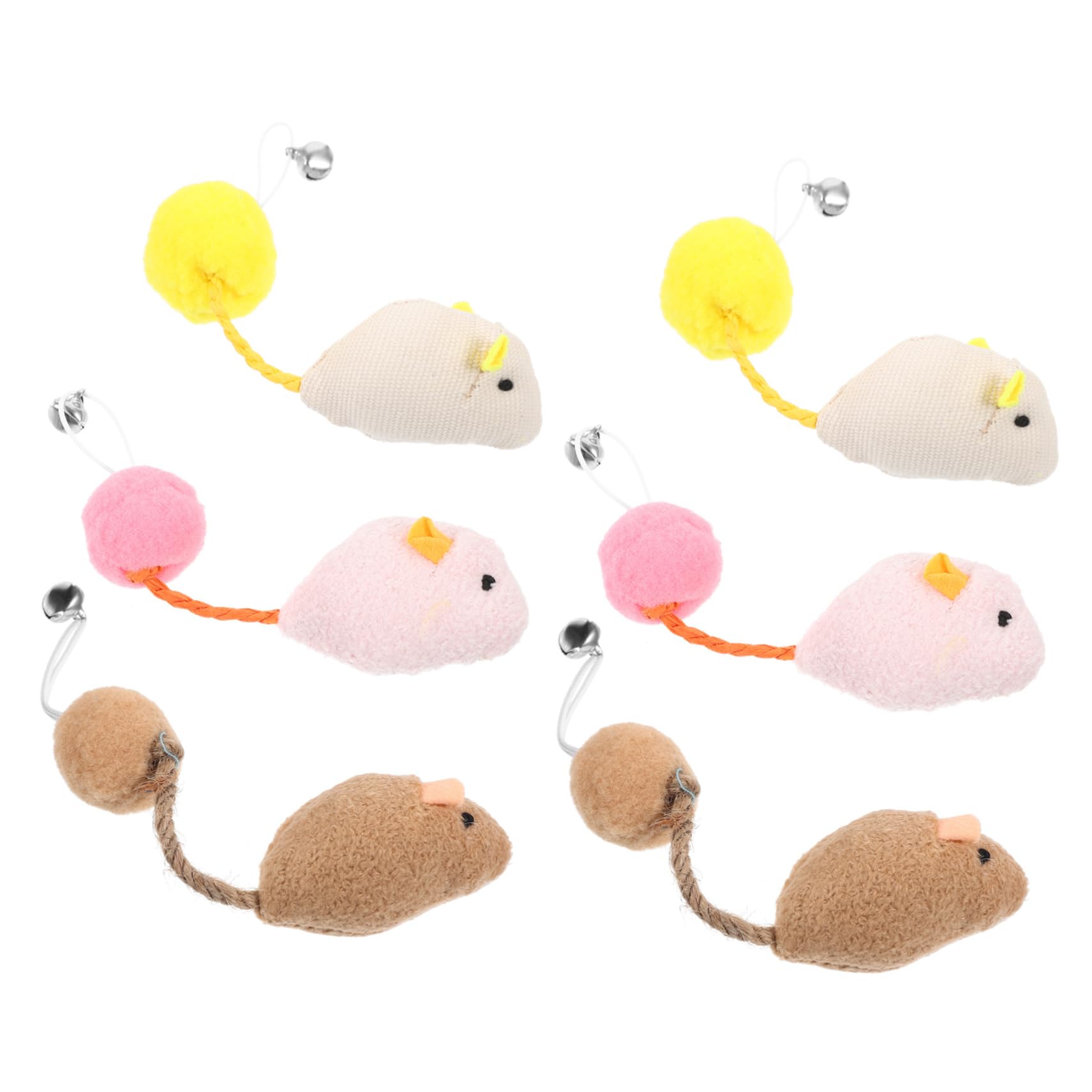 Toddmomy 6pièces Jouet Souris pour Chat Peluche Lot de Jouets Interactifs pour Chat Et Chaton avec Clochette pour Chasser Et Mordre