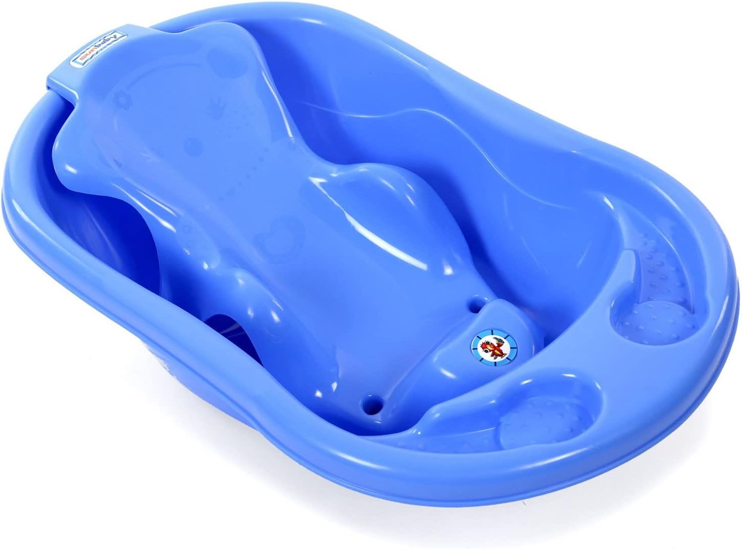 Sunbaby Baby Anti Slip Big Plastic Bathtub with Bath Toddler Seat Sling Non Slip Suction for Bathing,Baby Shower,Bubble Bath (Blue-Blue)