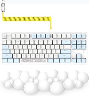 AJAZZ AK873-75% Wired Gaming Keyboard-Hot Swappable Blue Switch Mechanical Keyboard TKL 80%-LIGHTSYNC RGB & Coiled Keyboard Cable & Keyboard Palm Rest-Detachable Magnetic Upper Cover for PC/Mac/PS4