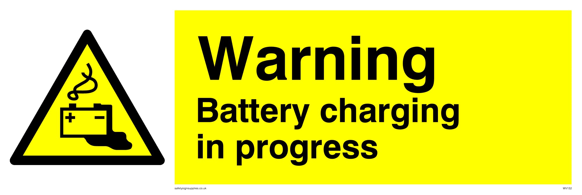 Pack of five - Danger Battery Charging In Progress Sign - 300x100mm - L31
