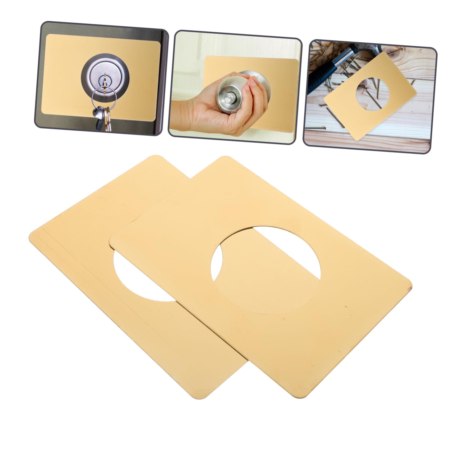 DOITOOL Piastra 2 di Acciaio Serratura Porta Riparazione per e in Inossidabile da Oro Pezzi Resistente Facile Installare per Porte Interne ed Esterne