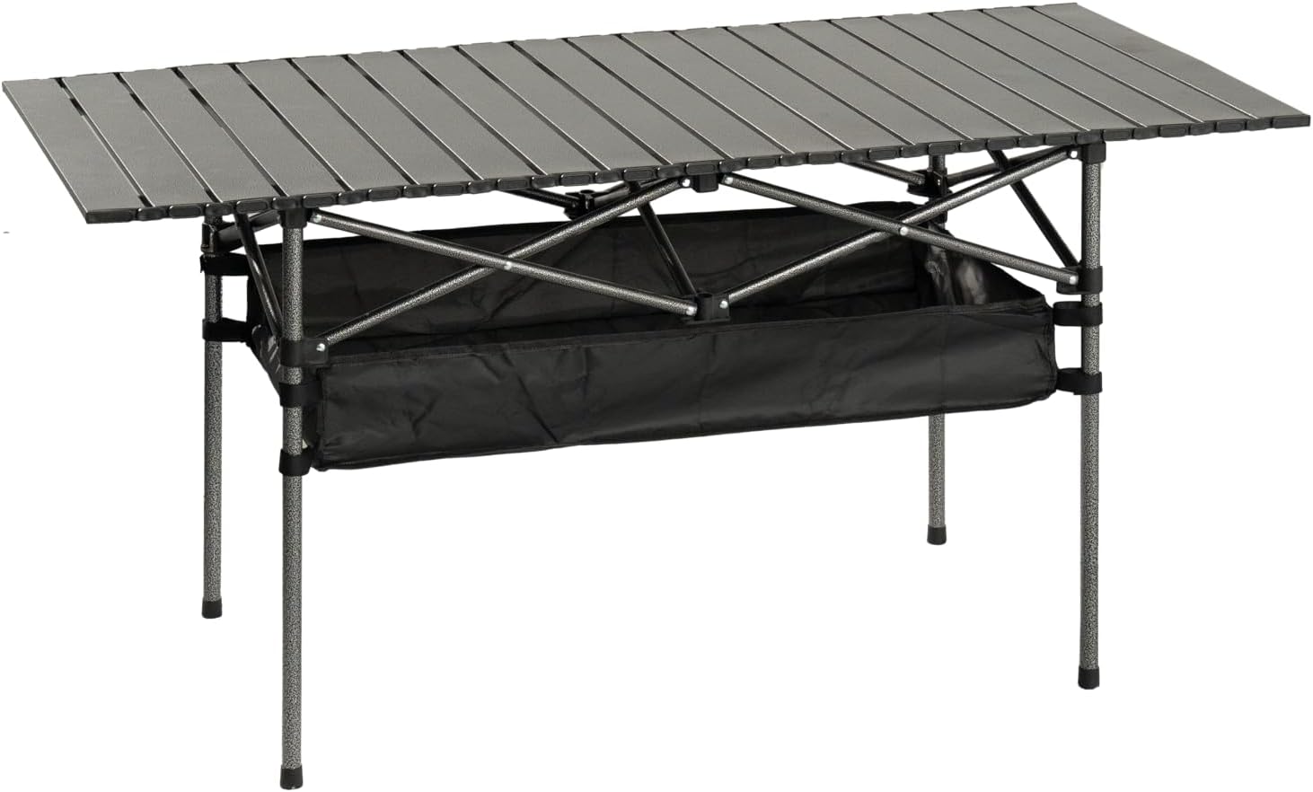 Outdoor Folding Table, 7.93LBS Ultralight Camping Table with Built-in Storage & Carry Bag, 225LBS Heavy Duty Aluminum Tabletop Carbon Steel Frame for Camping, Picnic, Beach, BBQ