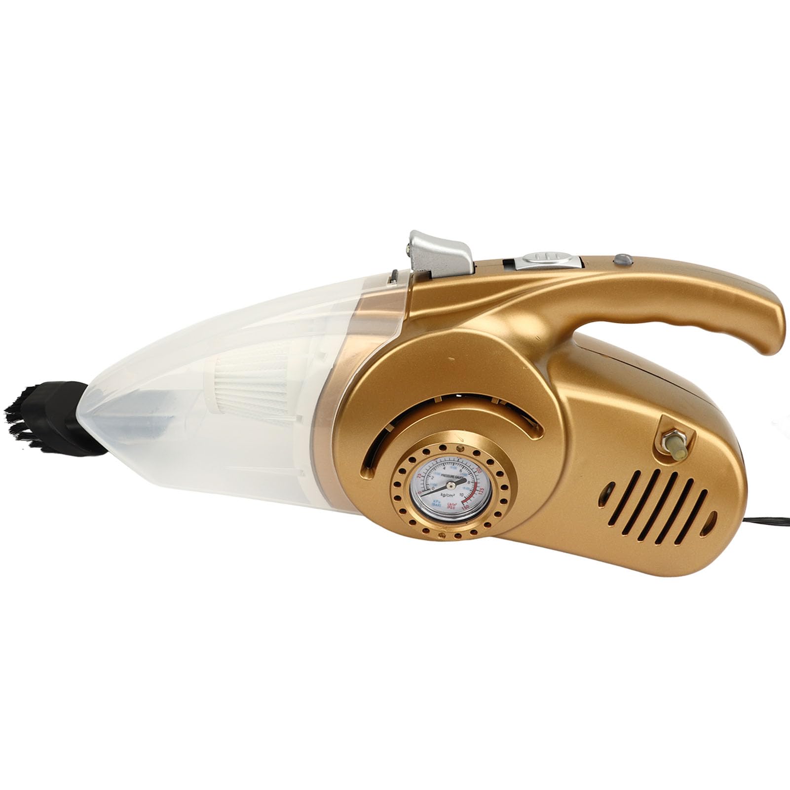 Aspirador de Coche con Inflador de Neumáticos, Aspirador de Mano Dorado 2 en 1 con Luz LED, Limpieza E Inflado Eficiente para Coches y Bicicletas