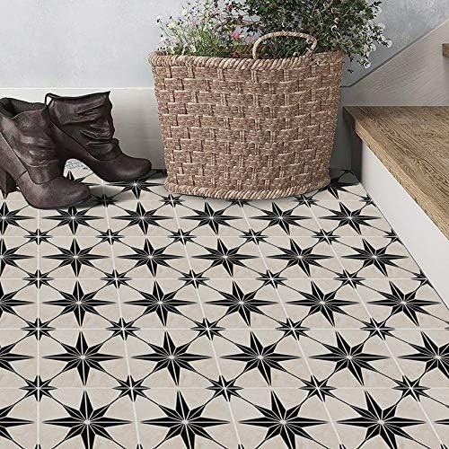 Prior.choice 3D Vintage Black Stars Self-Adhesive Peel and Stick Non-Slip Waterproof Removable PVC Bathroom Kitchen Home Decor Floor Ground Wall Stair Tile Sticker 20x300cm