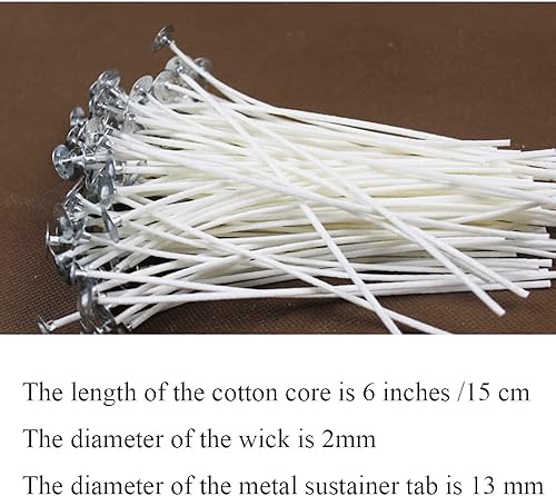 Miniatura 2 de HAHIYO 100 mechas de algodón natural sin humo, mechas de núcleo de algodón, mecha preencerada con lengüeta de soporte de metal para hacer velas,