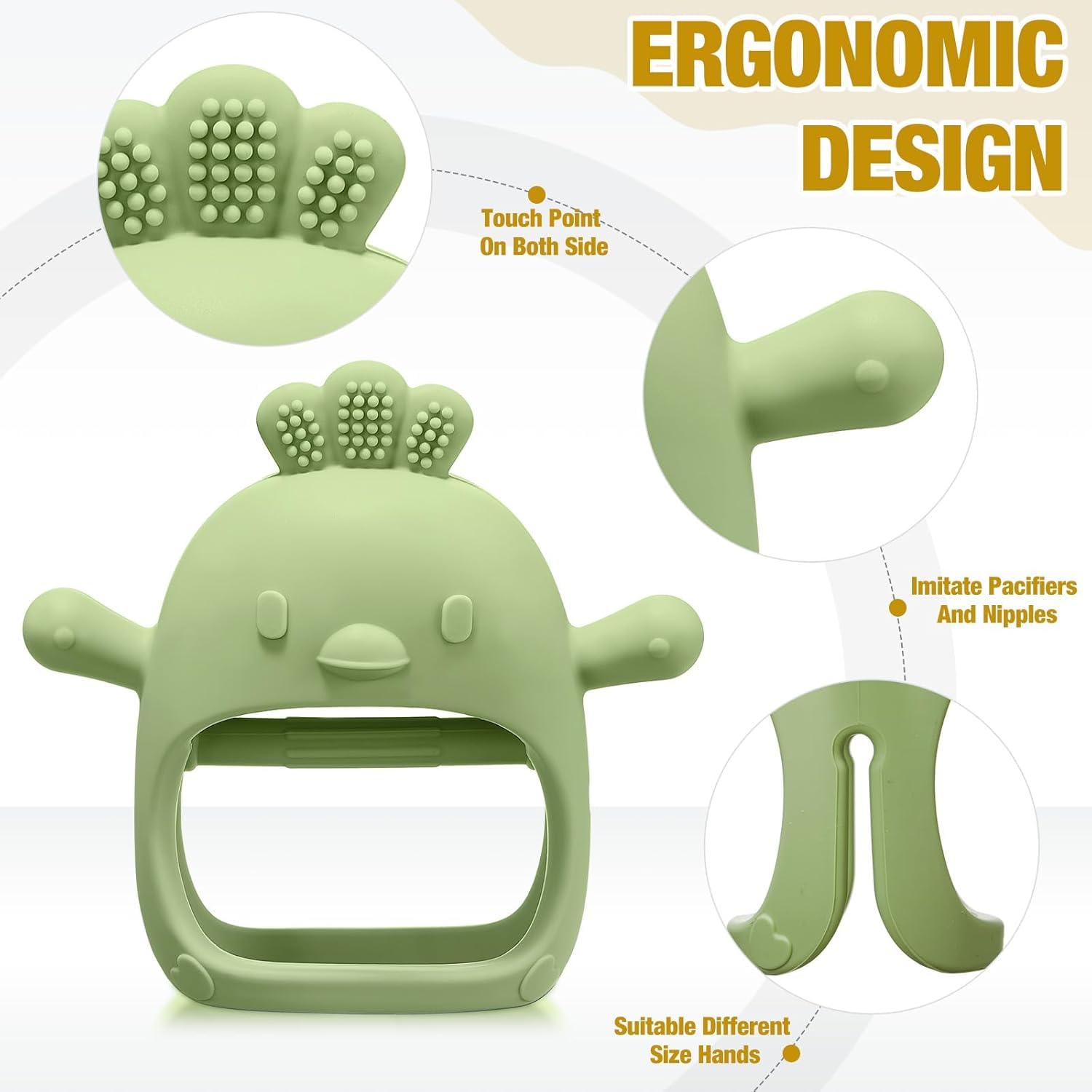 TKLake 2 Pack Baby Teething Toys, Teething Mittens for Babies Toys 0-6 Months - Image 2