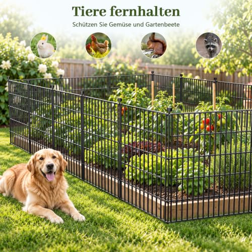 10 Paneele Dekorativer Gartenzaun für Hunde, 101 cm (H) x 7.2 m (L)