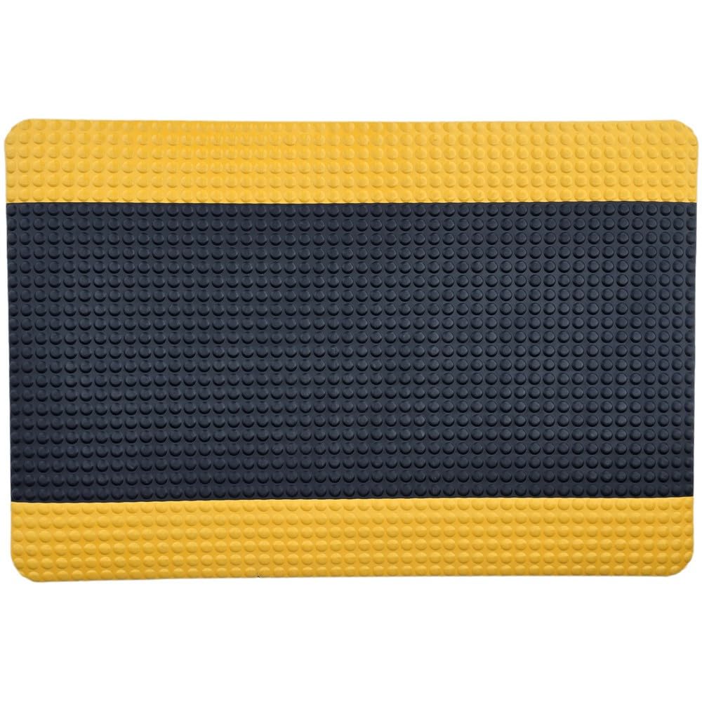 Steinbock Anti-Ermüdungsmatte ErgoSoft Strong | BxL 600 x 1.000 mm | 2-lagig | rutschfest | schwarz/gelb | 15 mm Stärke | für den 1- bis 3-Schichtbetrieb | mit Halbkugelprofil | leichte Reinigung