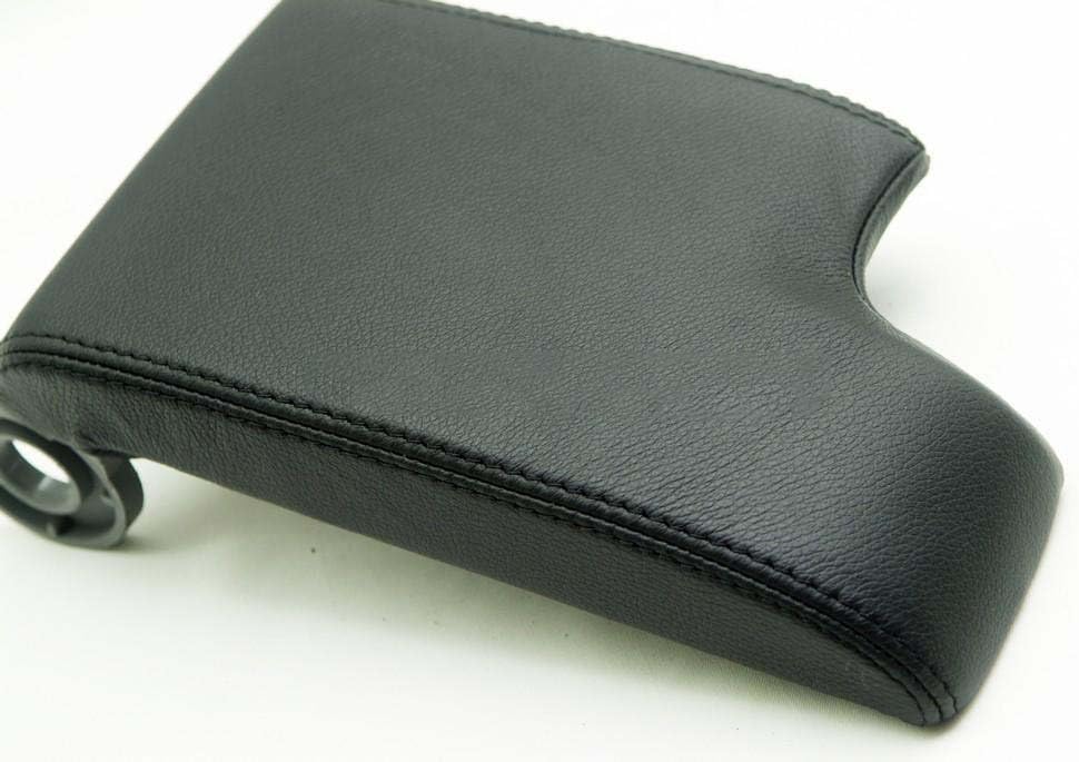 Fits 1999-2004 BMW E46 Real Black Leather Console Lid Armrest Cover with Red stitching (Leather Part Only)