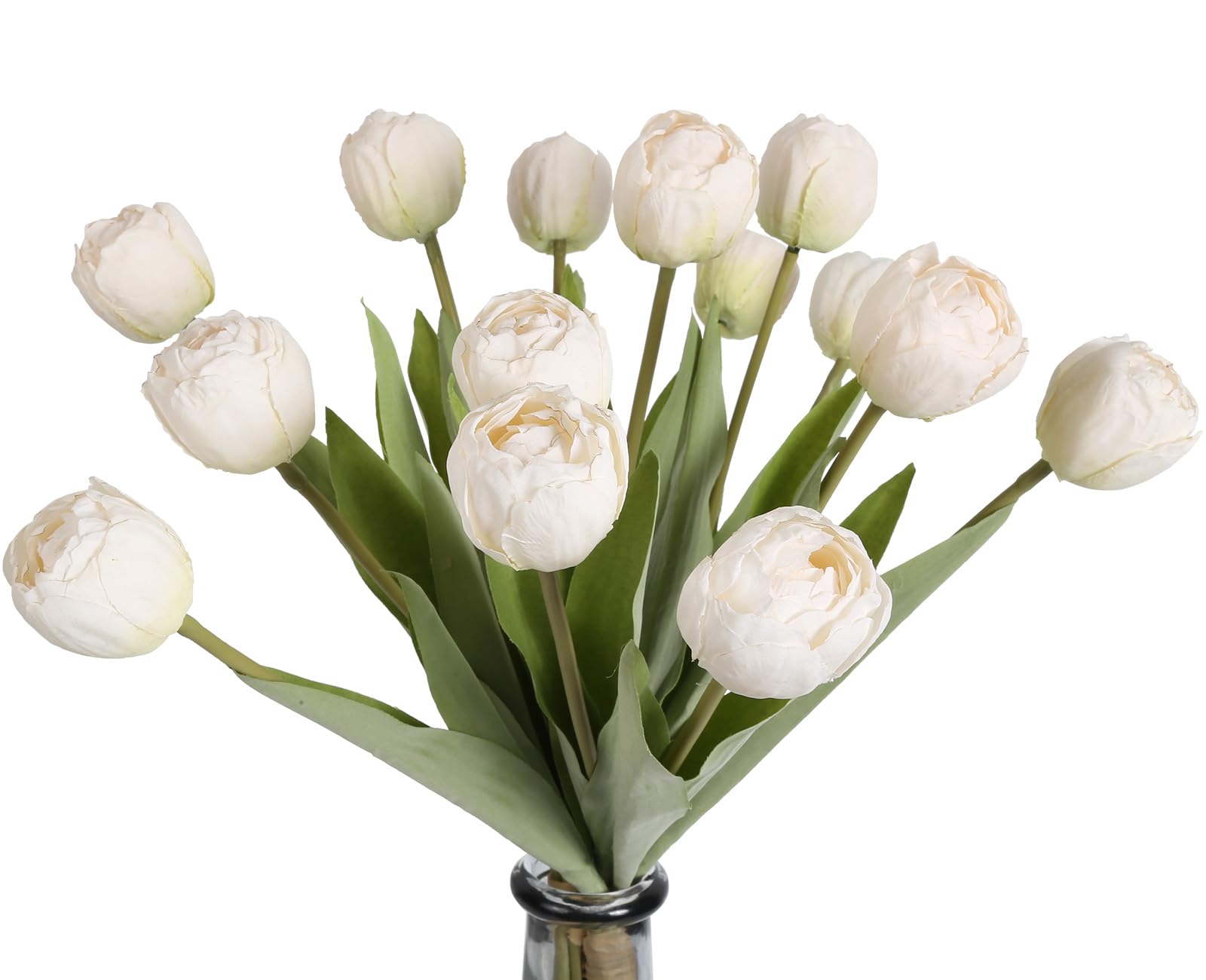 Bouquets de tulipes vintage pour décoration de table d'intérieur en soie blanche IPOPU