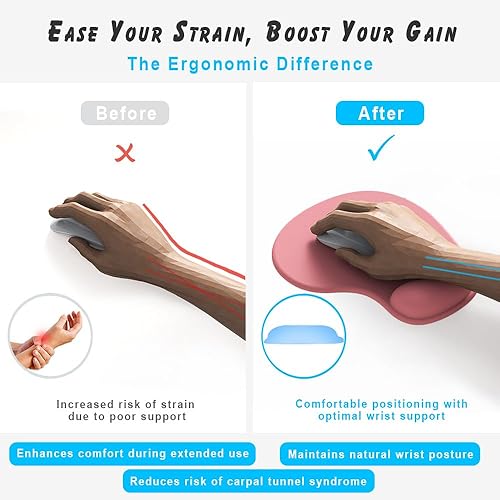 Miniatura 3 de Alfombrilla de mouse de oficina con soporte de muñeca de gel, alfombrilla ergonómica para mouse de escritorio para juegos, reposamuñecas,