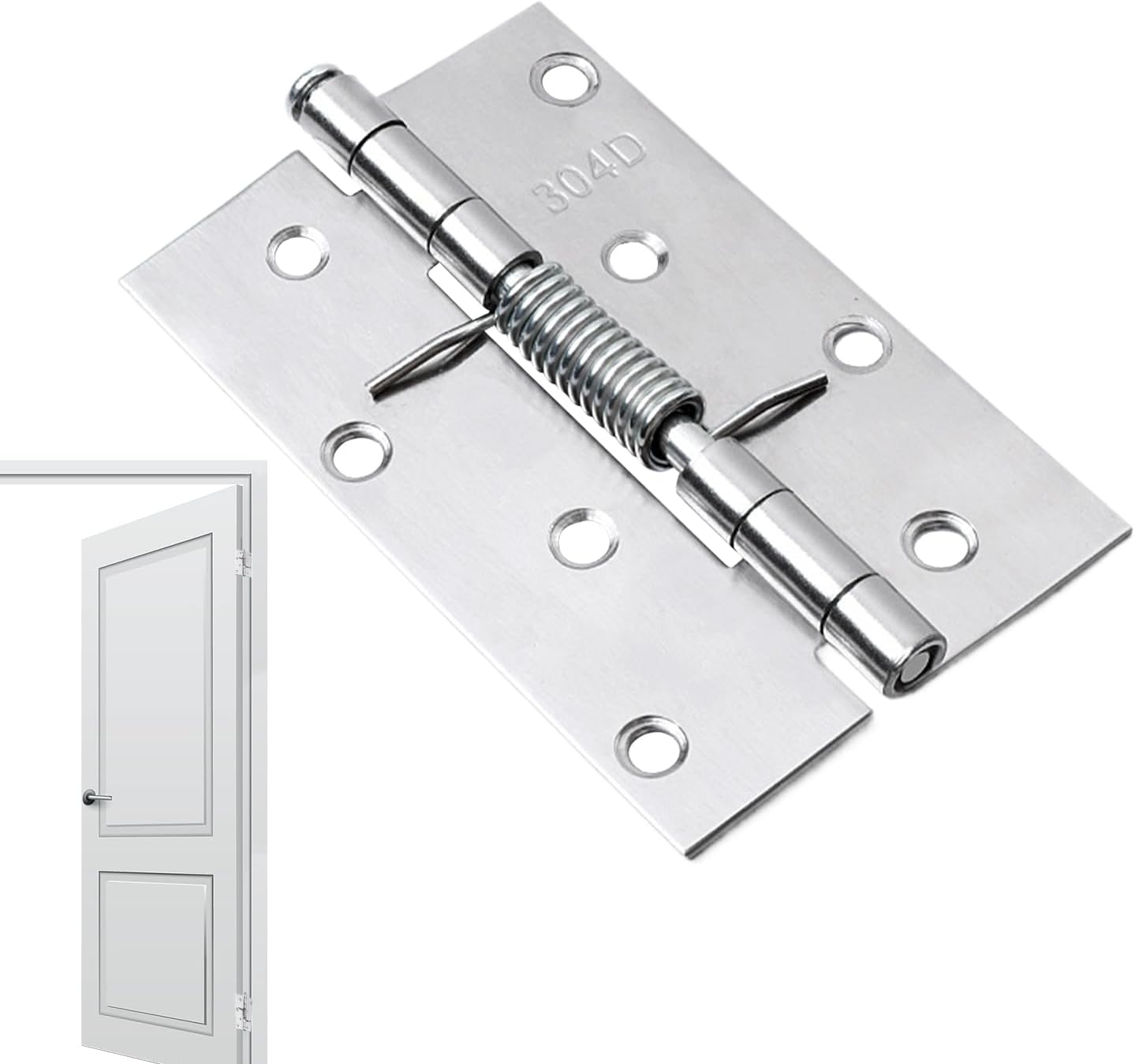 Door Hinges with Automatic Close, Spring Door Hinge - Door Closer with Spring Hinge, Automatic Door Closer Made of Stainless Steel, Hinges with Strong Load Capacity for Doors, Interior Door Hinge