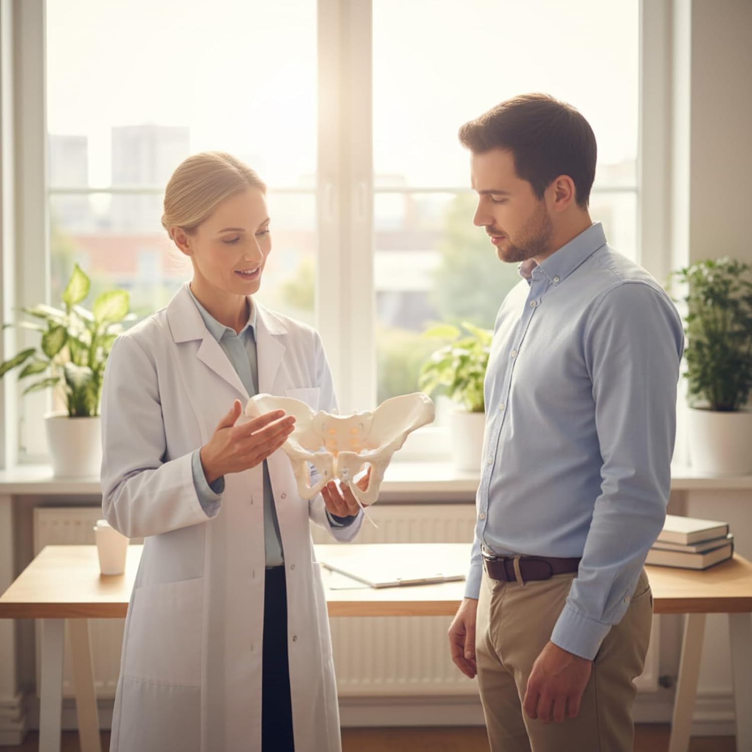 Human Female Pelvic Anatomy Model with Elastic Rope, Flexible 1:1 Life Size Pelvis Skeleton Model for Physiology Science Study & Anatomical Educational or Patient Communication