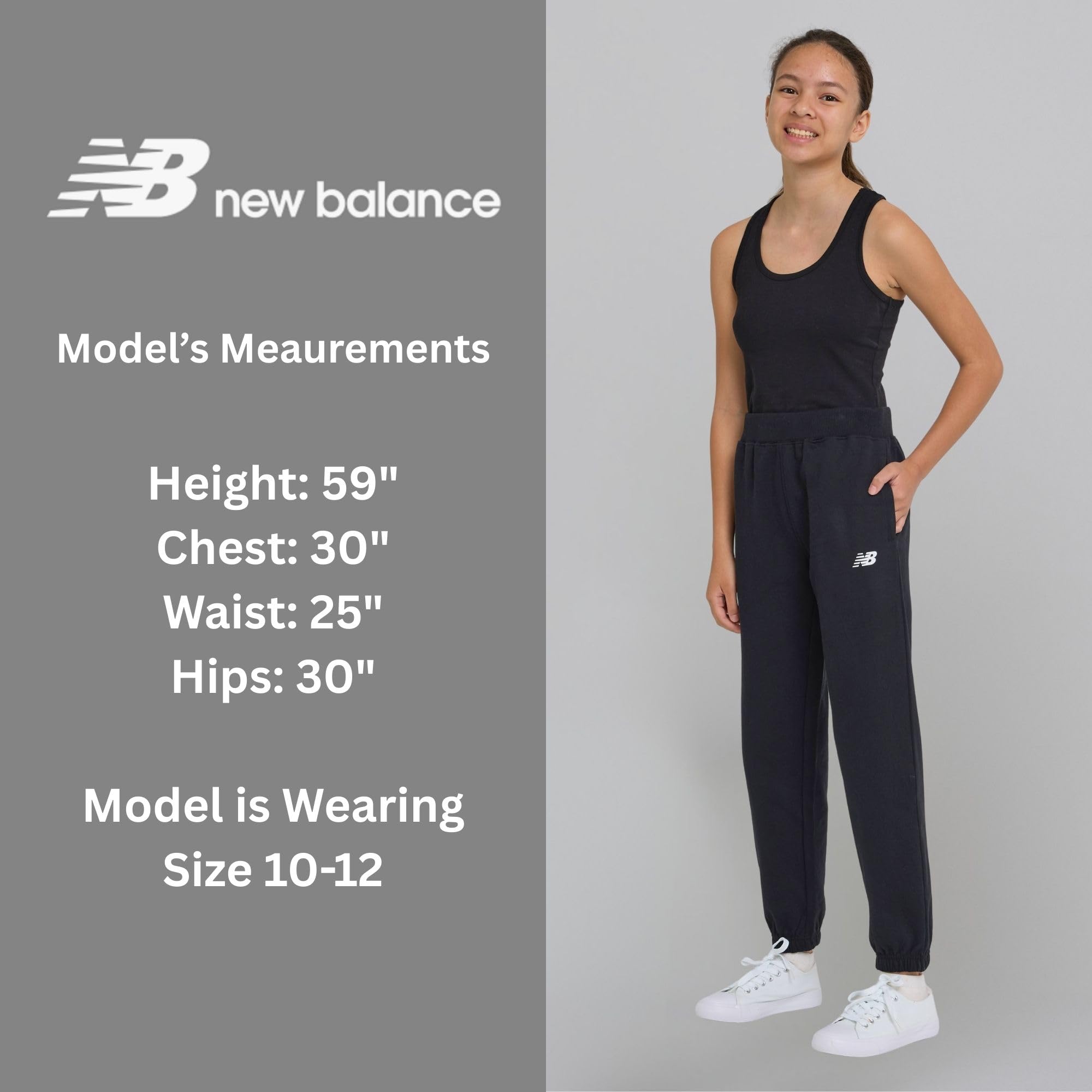 New Balance Active-Fleece-Jogginghose für Mädchen, 3er-Pack, weiche Baumwollmischung, Fleece, athletische Leistung, lässige Sweatpants (4–16)