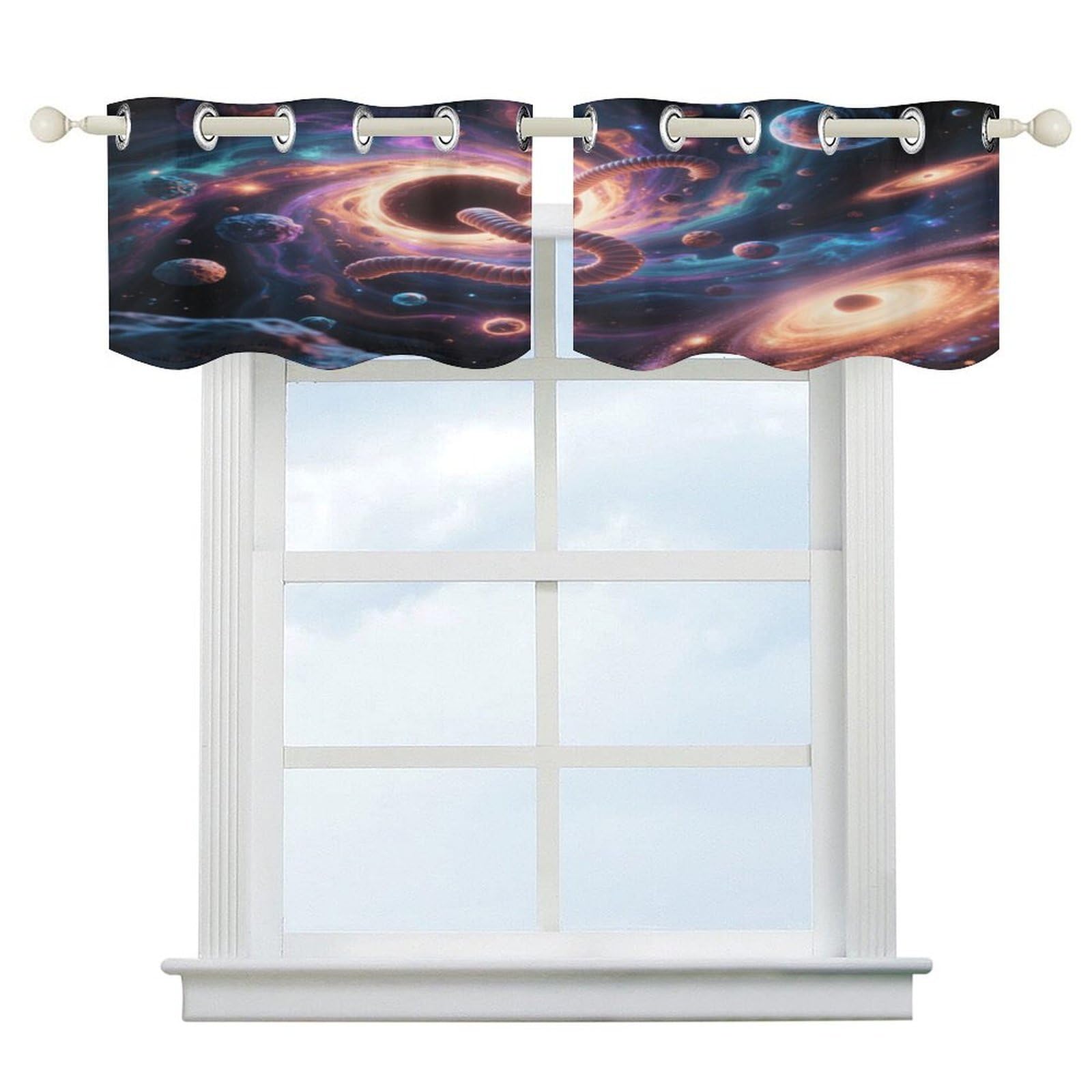 Fekiloot Style Interstellar Wormhole Short Curtains Valance Curtain